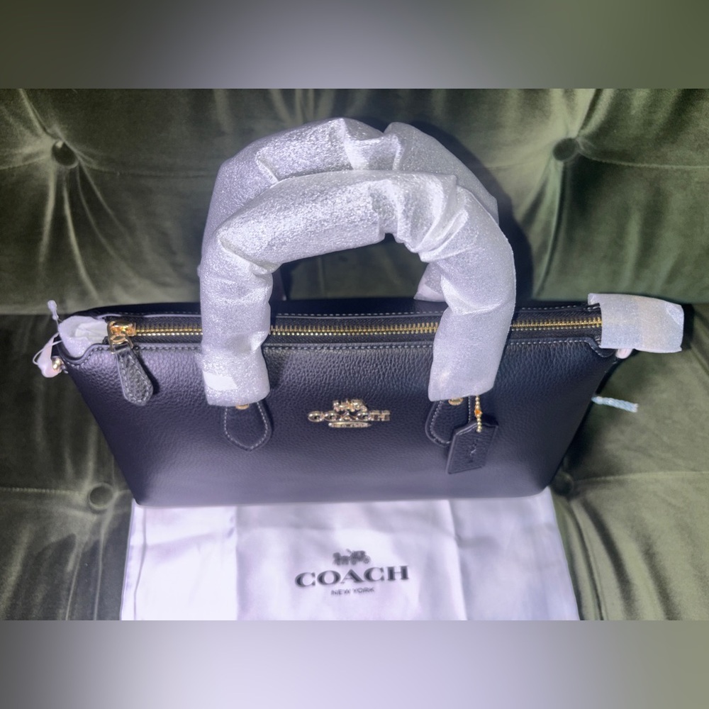 NWT Coach Georgia Satchel Bag In black pebbled leather - Picture 3 of 15
